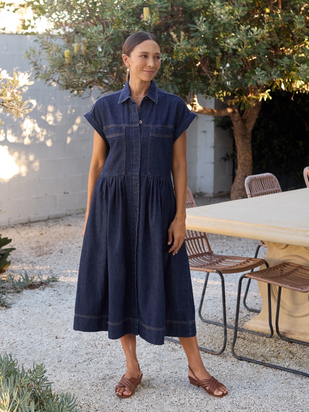 MAYE Harper Denim Dress in Indigo Size Medium NWT